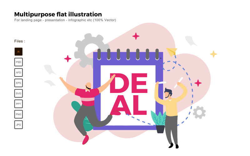 Multipurpose Flat Illustration Deal On Demand - Vector Image Vector Graphic