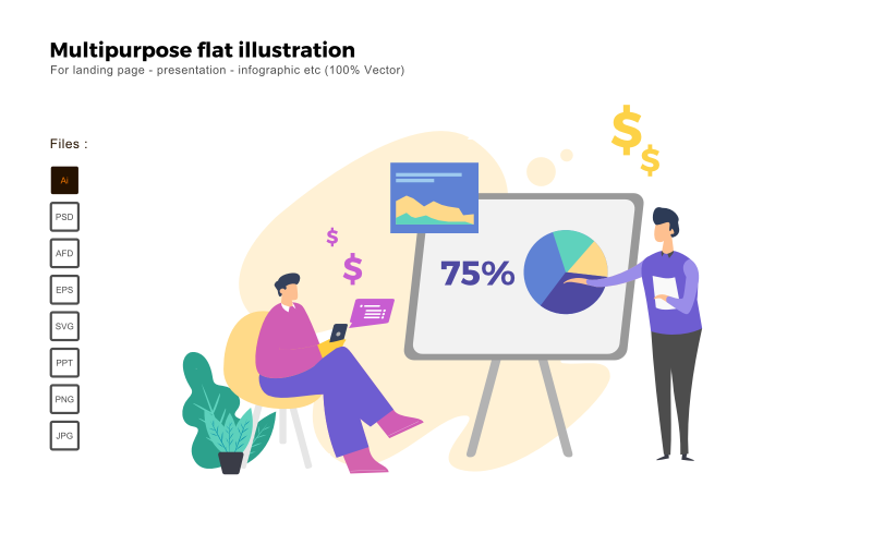 Multipurpose Flat Illustration Presentation - Vector Image Vector Graphic