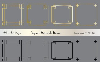 Silver Gold Square Fretwork Frames - Vector Image