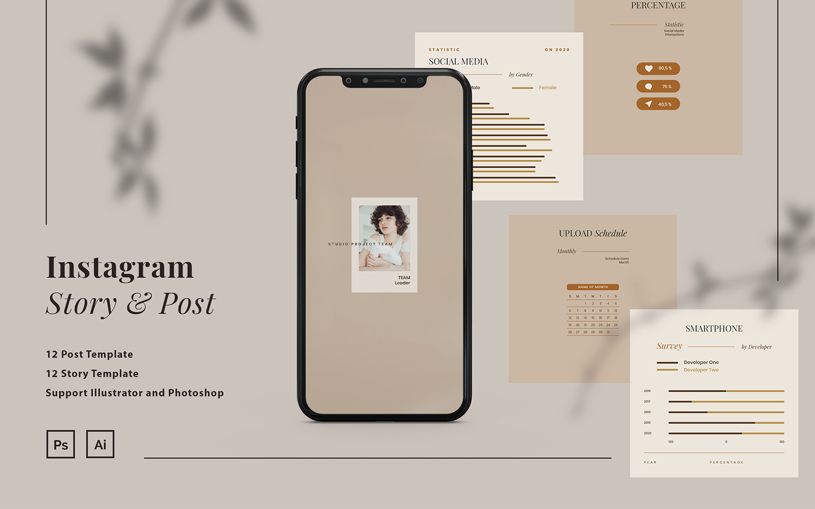 Instagram Chart and Graph Infographic Template for Social Media
