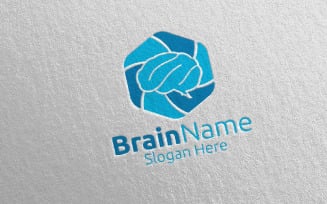 Hexa Brain with Think Idea Concept 38 Logo Template