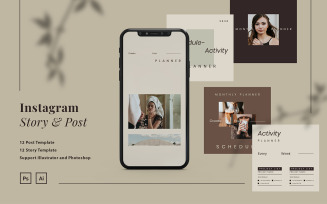 Instagram Schedule Activity Planner Post and Story Template for Social Media