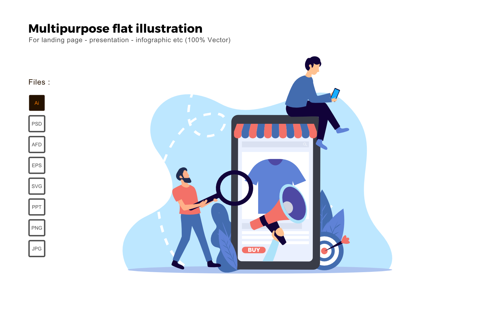 Multipurpose Flat Illustration Online Shop Promotion - Vector Image