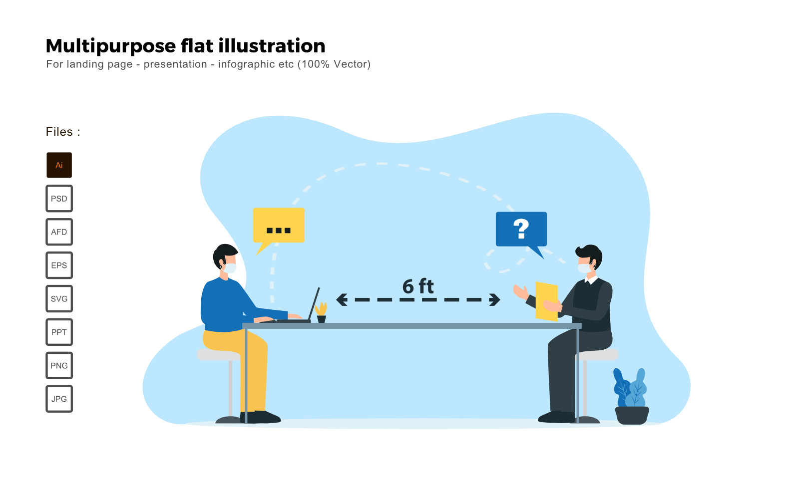Multipurpose Flat Illustration Social Distancing - Vector Image