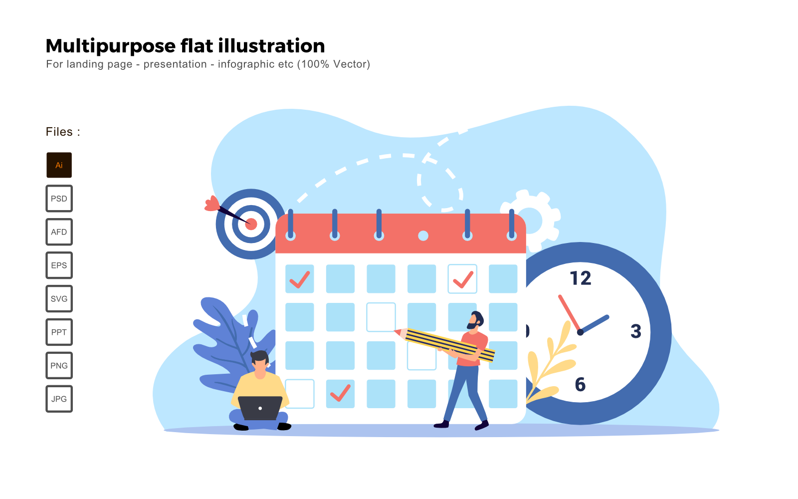 Multipurpose Flat Illustration Project Deadline - Vector Image