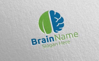 Eco Brain with Think Idea Concept 47 Logo Template