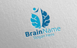 Human Brain with Think Idea Concept 52 Logo Template