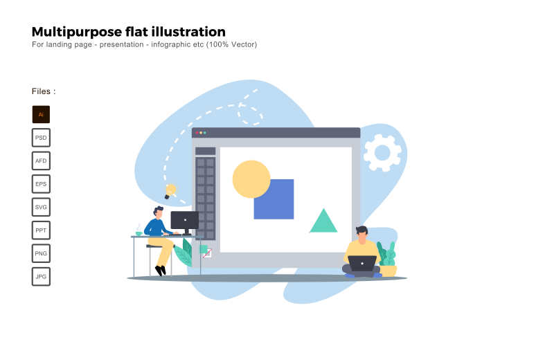 Multipurpose Flat Illustration Learning Graphic Design - Vector Image Vector Graphic