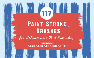 117 Paint Stroke Brushes for Illustrator & Photoshop Background