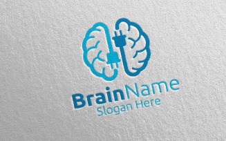 Power Brain with Think Idea Concept 44 Logo Template