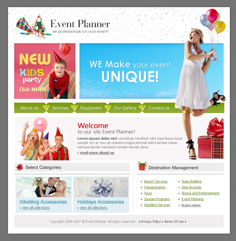 Event Planner Website Template Free
