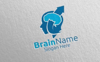 Arrow Brain with Think Idea Concept 54 Logo Template