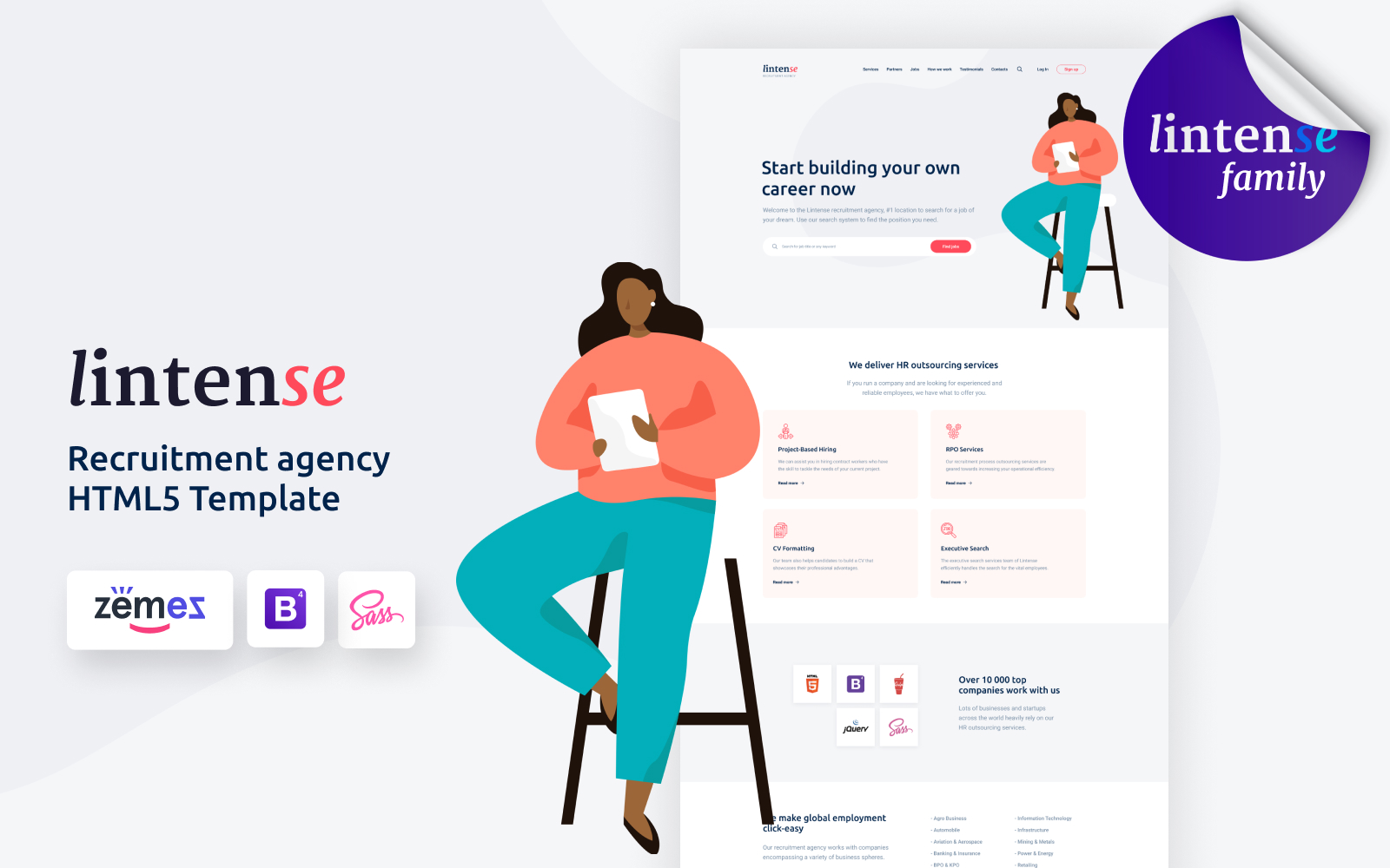 Modello di Landing Page Responsive #114023 "Lintense Recruitment Agency - Business HTML"