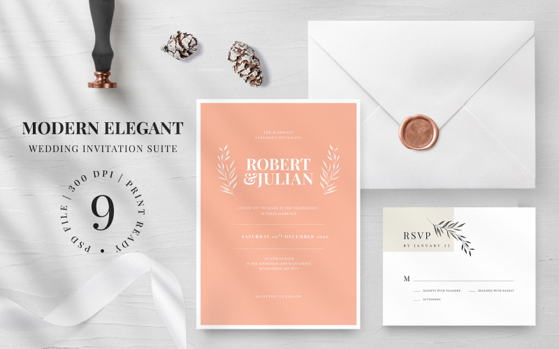 Modern Elegant Wedding Invitation Suite - Corporate Identity Template