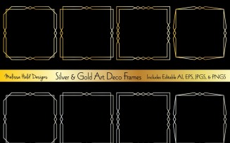 Art Deco Silver and Gold Frames - Vector Image