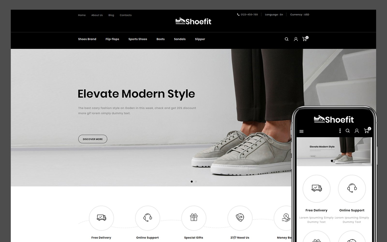 Responsivt Shoefit Shoes Store PrestaShop-tema #114155
