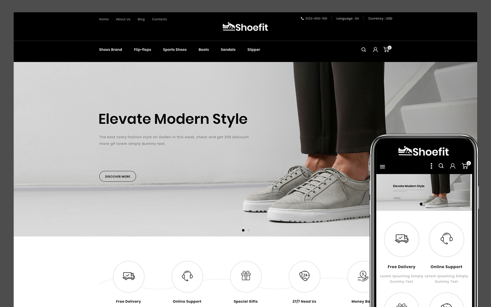 Reszponzív Shoefit Shoes Store PrestaShop sablon 114155