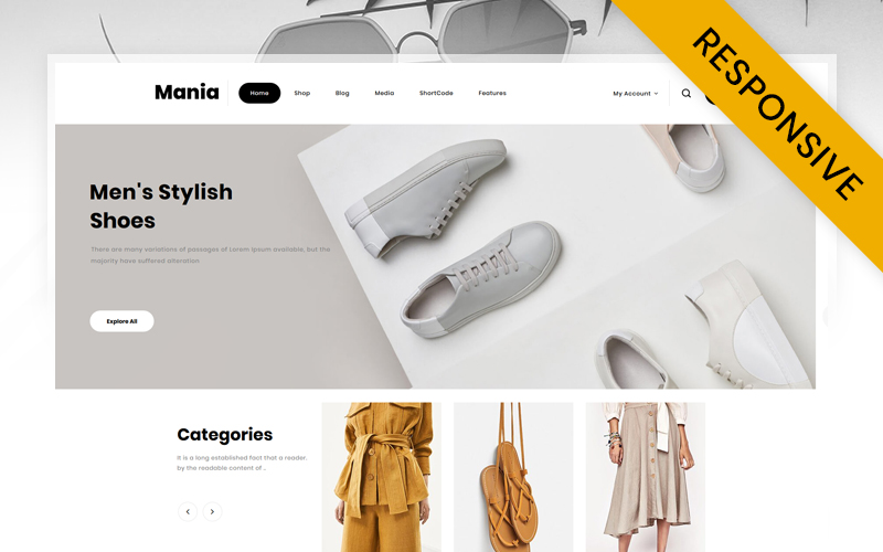 "Mania - Online Fashion Store" Responsive WooCommerce Thema №114299