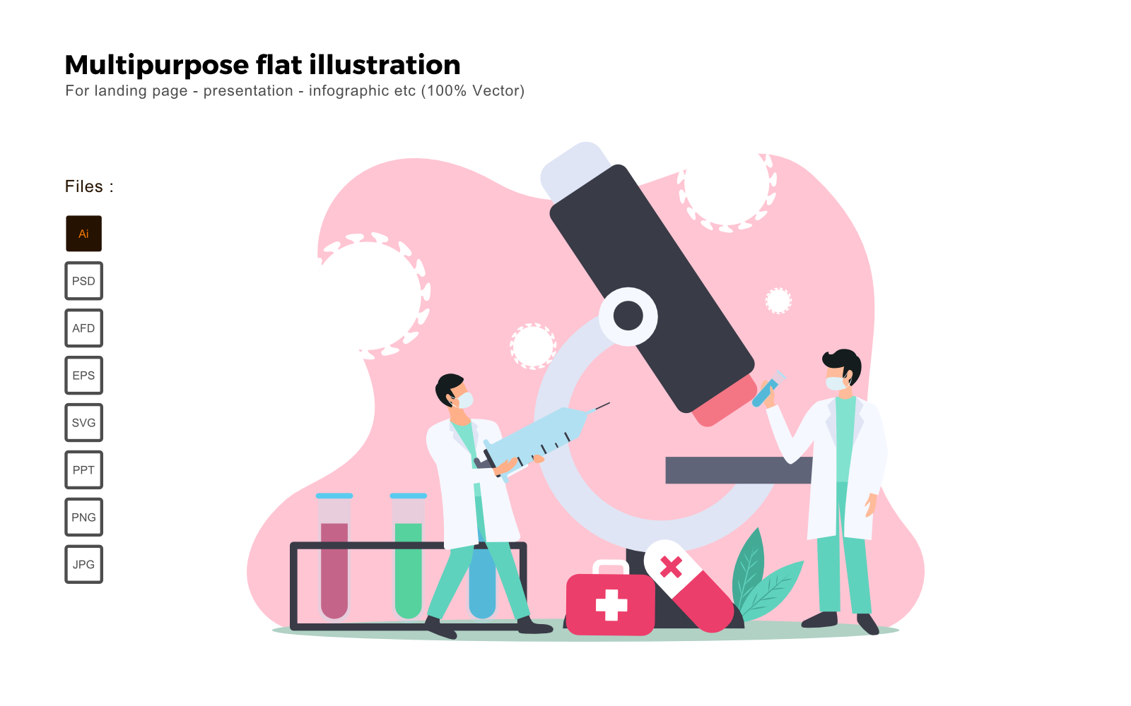 Multipurpose Flat Illustration Medical Lab Viruses - Vector Image
