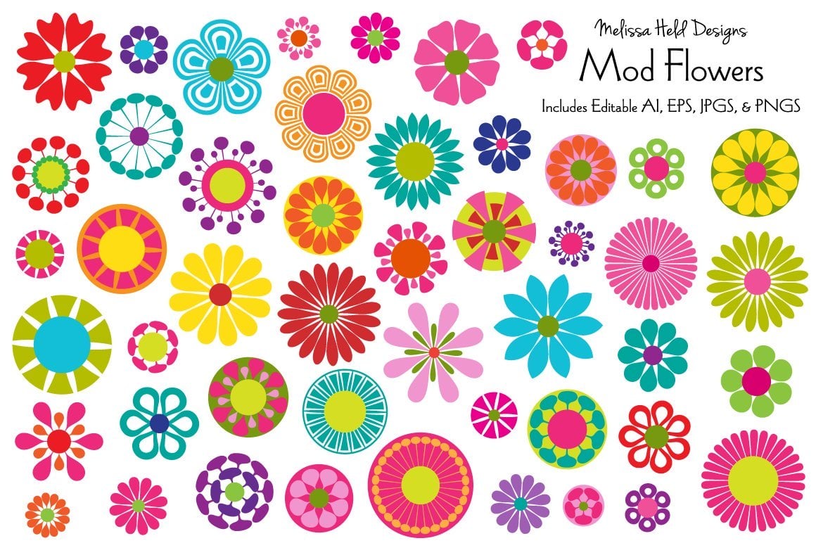 Kit Graphique #114495 Colorful Flowers Divers Modles Web - Logo template Preview