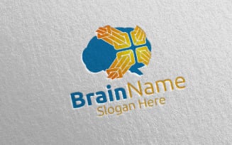 Arrow Brain with Think Idea Concept 69 Logo Template