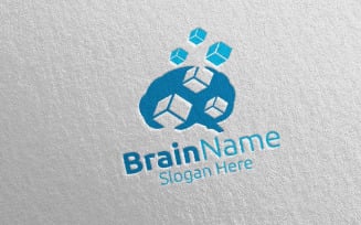 Box Brain with Think Idea Concept 68 Logo Template