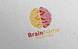 Brain Technology with Think Idea Concept 64 Logo Template