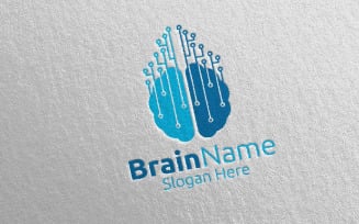 Brain Technology with Think Idea Concept 65 Logo Template