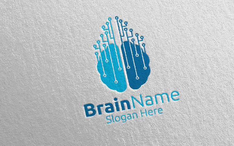 Brain Technology with Think Idea Concept 65 Logo Template