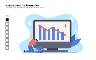 Multipurpose Flat Illustration Bankrupt Business - Vector Image