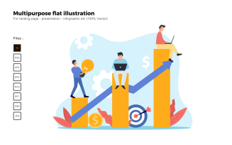Multipurpose Flat Illustration Business Teamwork - Vector Image