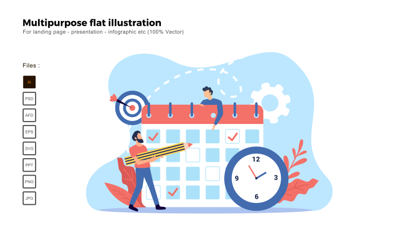 Multipurpose Flat Illustration Schedule - Vector Image Vector Graphic