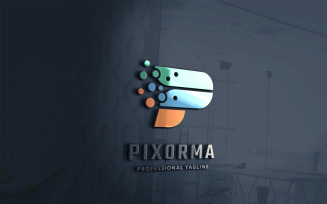 Pixel Performance Letter P Logo Template