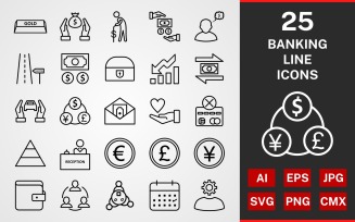 25 Banking LINE PACK Icon Set
