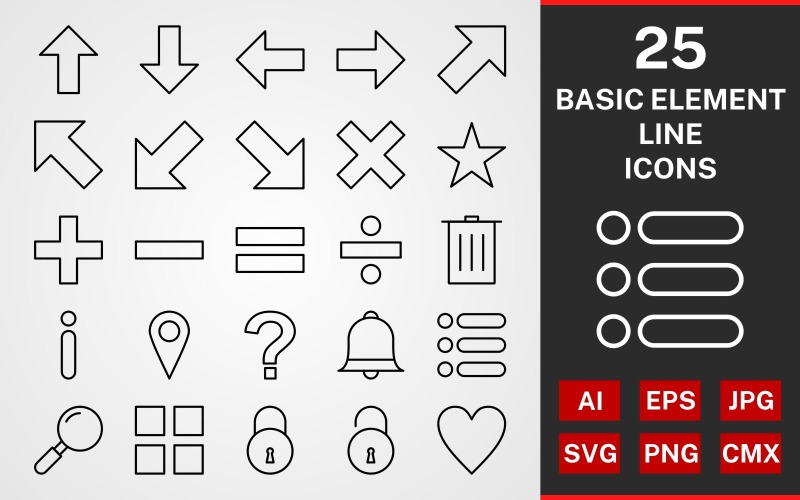 25 Basic Elements LINE PACK Icon Set
