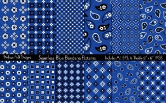 Blue Bandana Seamless Vector Pattern