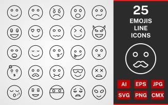 25 Emoji LINE PACK Icon Set