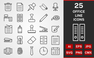 25 Office LINE PACK Icon Set