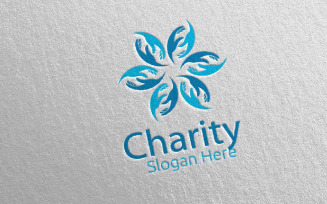 Charity Hand Love 24 Logo Template