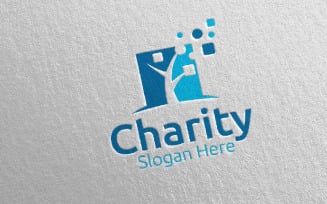 Charity Hand Love 55 Logo Template