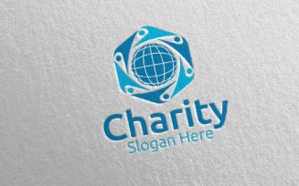 Global Charity Hand Love 30 Logo Template