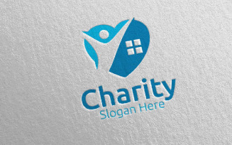 Home Charity Hand Love 22 Logo Template