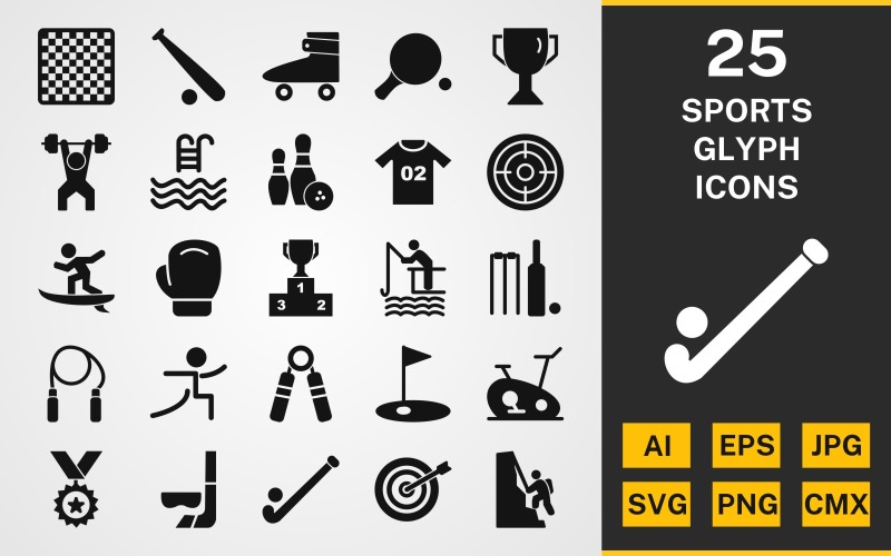 25 Sport And Games GLYPH PACK Icon Set