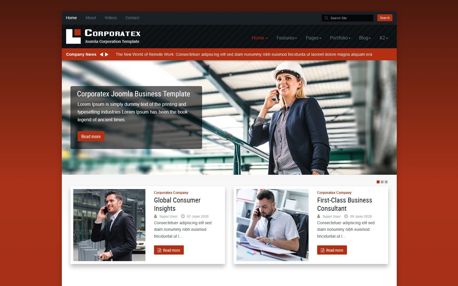 "Corporatex Business-Corporation" thème Joomla adaptatif #115073