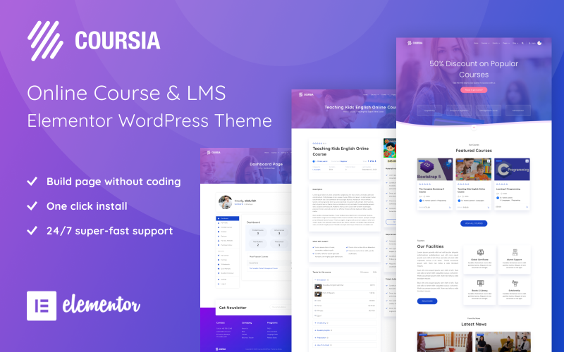 Coursia - Course & LMS WordPress Elementor Theme WordPress Theme