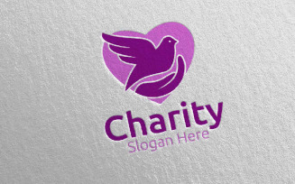 Dove Charity Hand Love 69 Logo Template