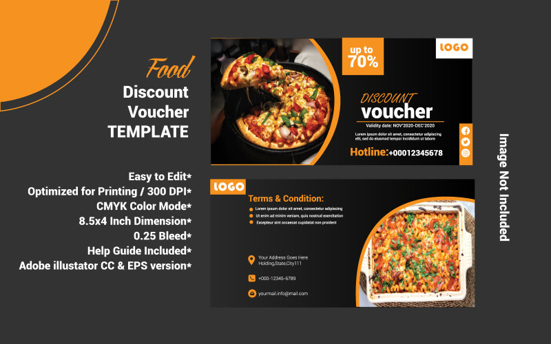 Food Discount Voucher Template - Vector Image Vector Graphic