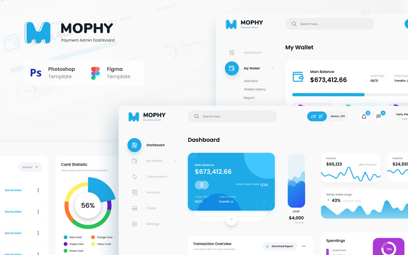 Mophy - Payment Admin Dashboard Figma & PSD UI Elements