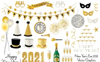 New Year's Eve 2021 Vector Clipart Graphics - Illustration