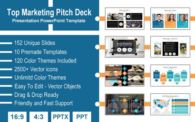 Top Marketing Pitch Deck Presentation PowerPoint template PowerPoint Template